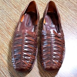 Sunsteps Men’s Hand Woven Brown Huarache Sandal Shoes Slip On Size 13 Leather